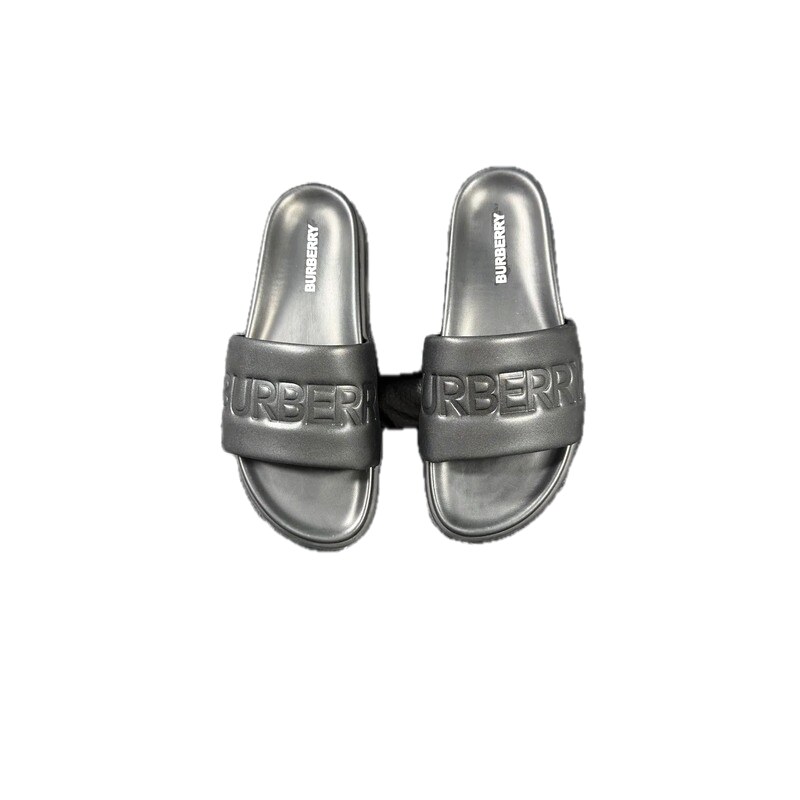 Burberry Embossed Minimalist Style Black Slide Sandals