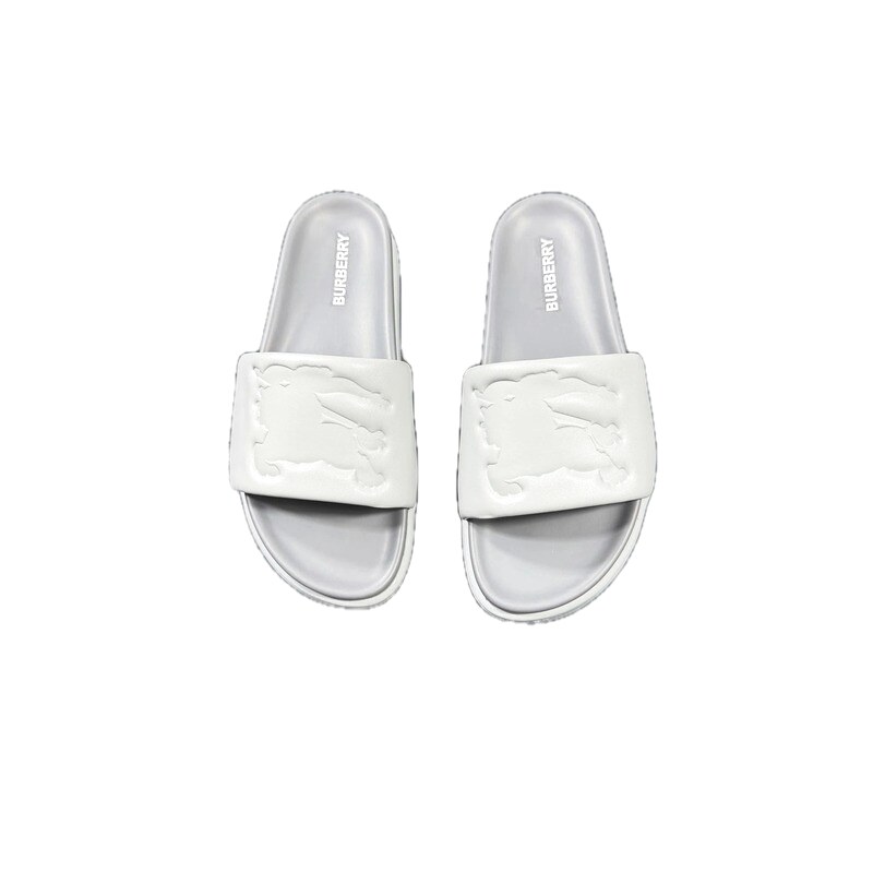 Burberry Equestrian Knight Light Luxury Style Light Grey Slides