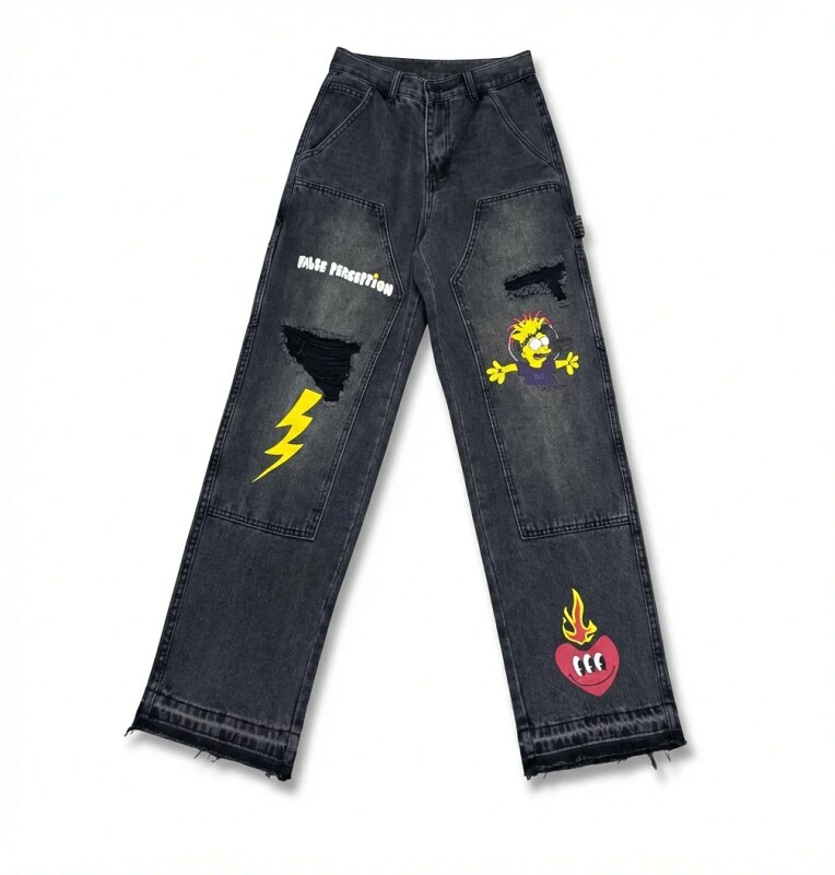 Carhartt graffiti-style black jeans