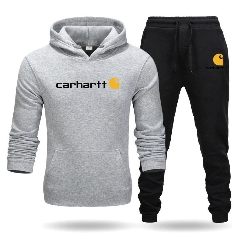 Carhartt trendy brand gray and black sportswear set