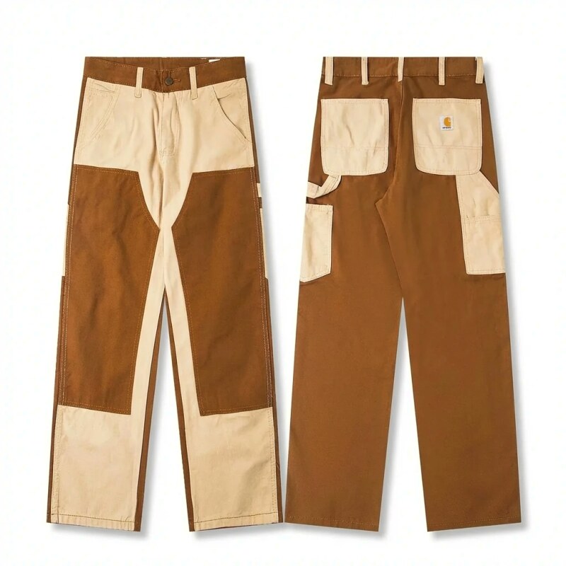 Carhartt workwear style brown and white color - block pants