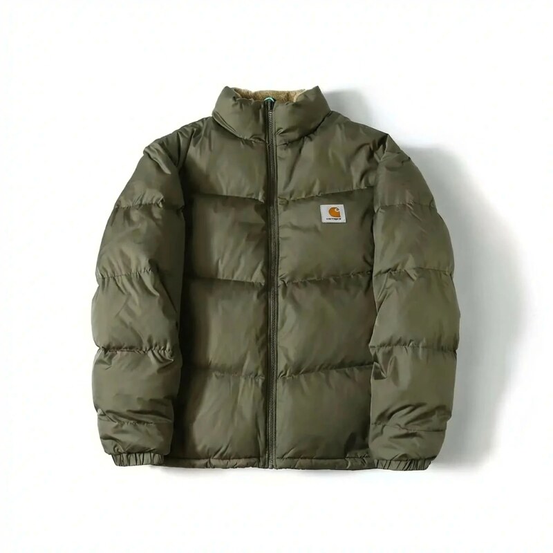 Carhartt workwear style olive green cotton-padded jacket