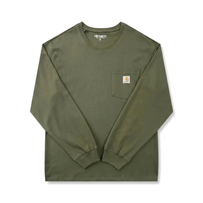 Carhartt workwear style olive green long-sleeve