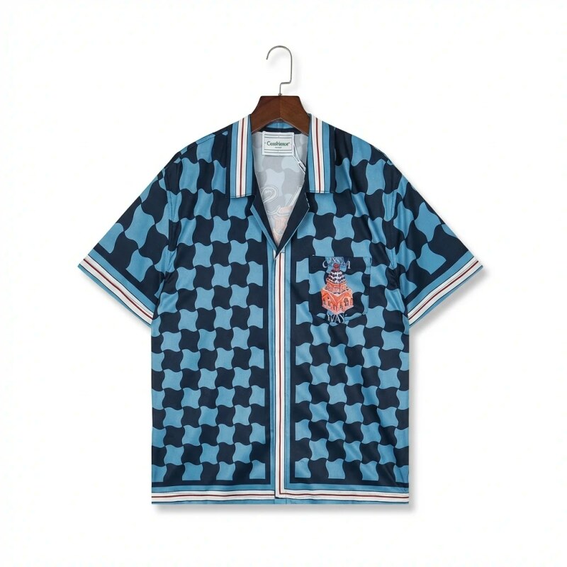 Casablanca checkered retro-style blue shirt
