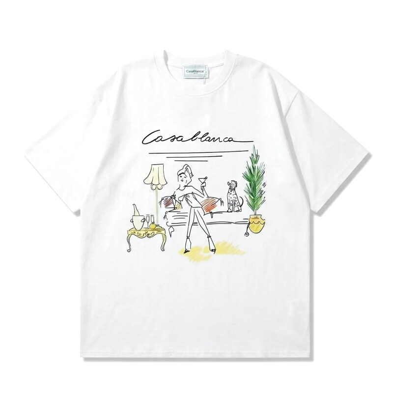Casablanca Hand-painted Style White T-shirt