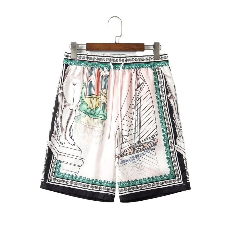 Casablanca Print Retro Style Shorts