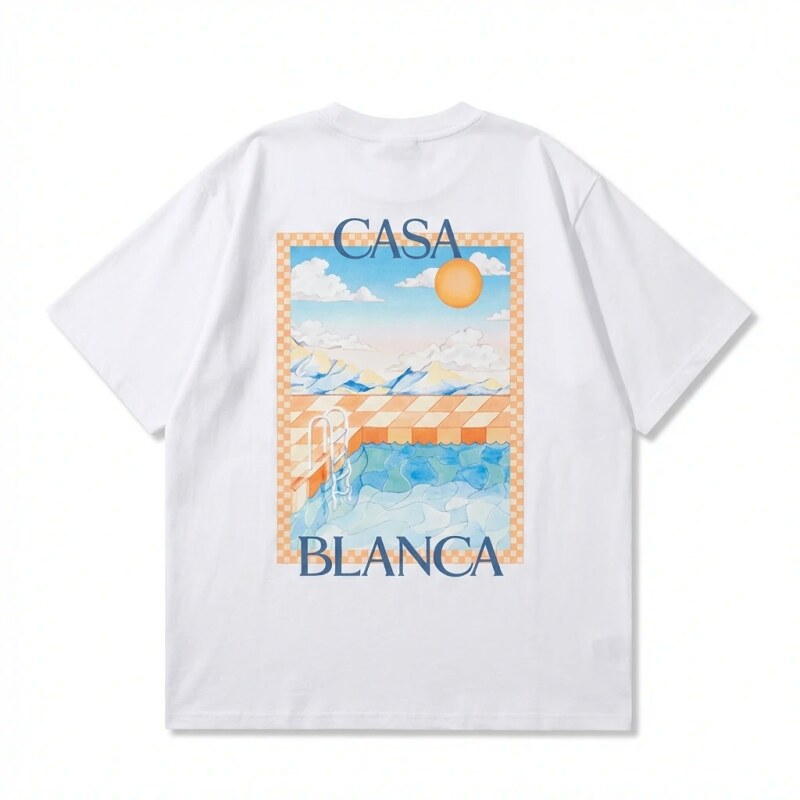 Casablanca printed casual white T-shirt