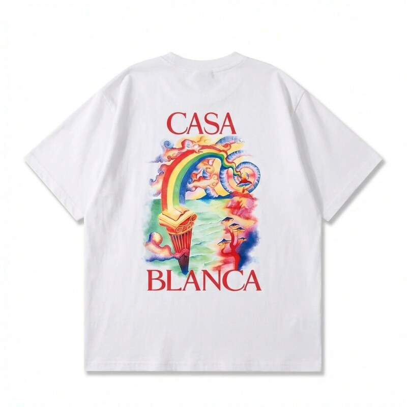 Casablanca Rainbow Print White T-shirt