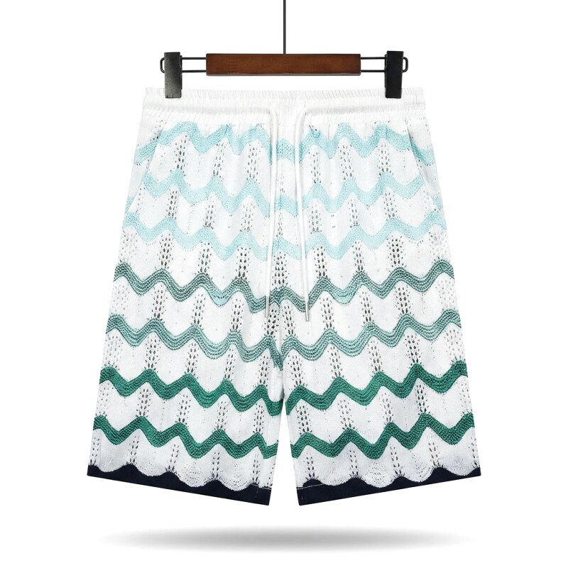 Casablanca Wave-patterned Retro Shorts