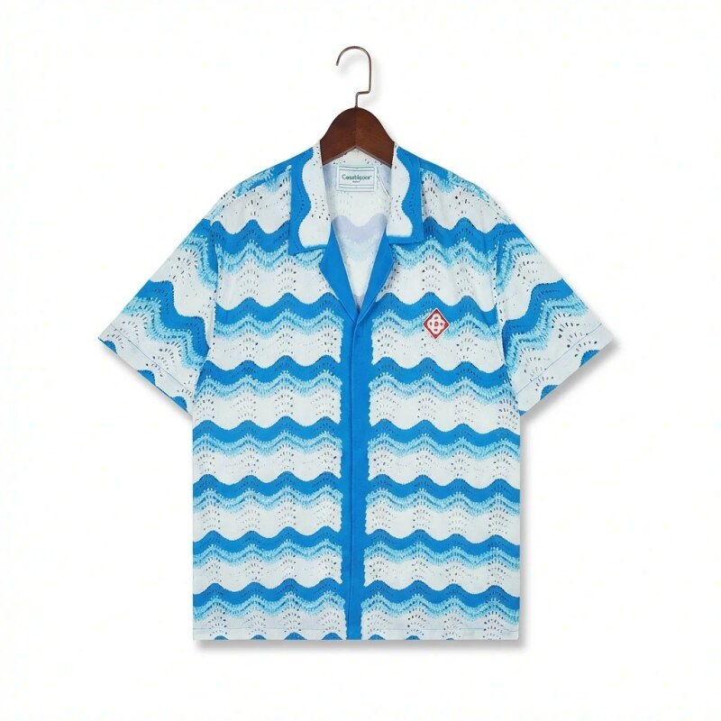Casablanca Waves Wind Blue and White Shirt