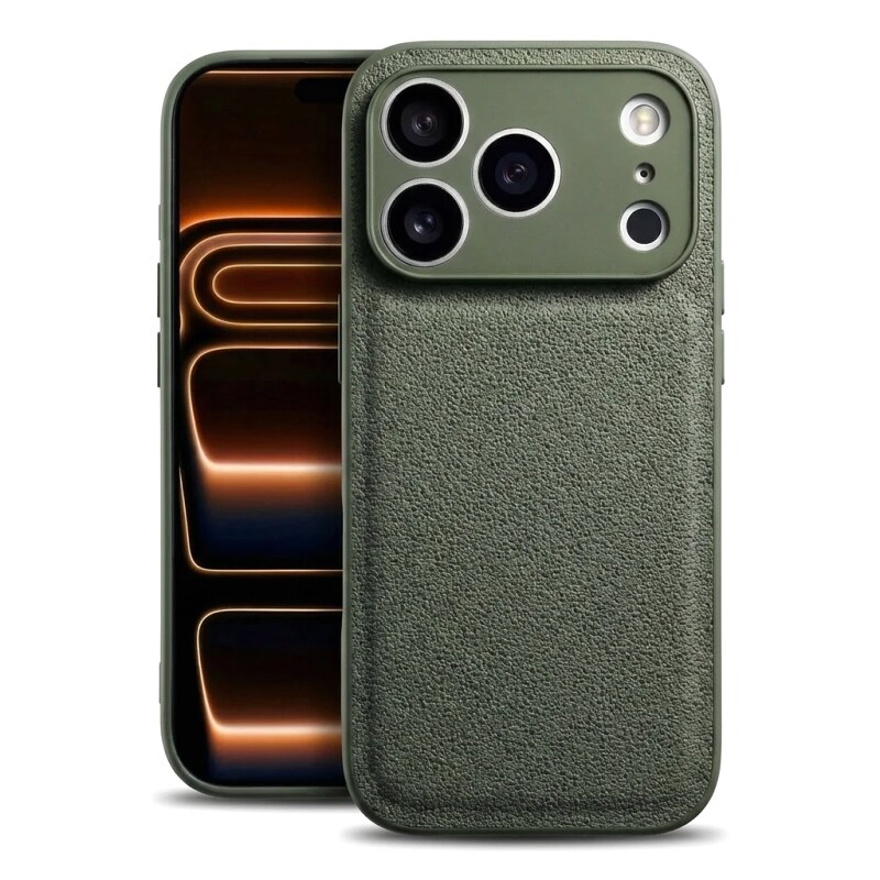 CASETiFY Leather Style Olive Green iPhone Case