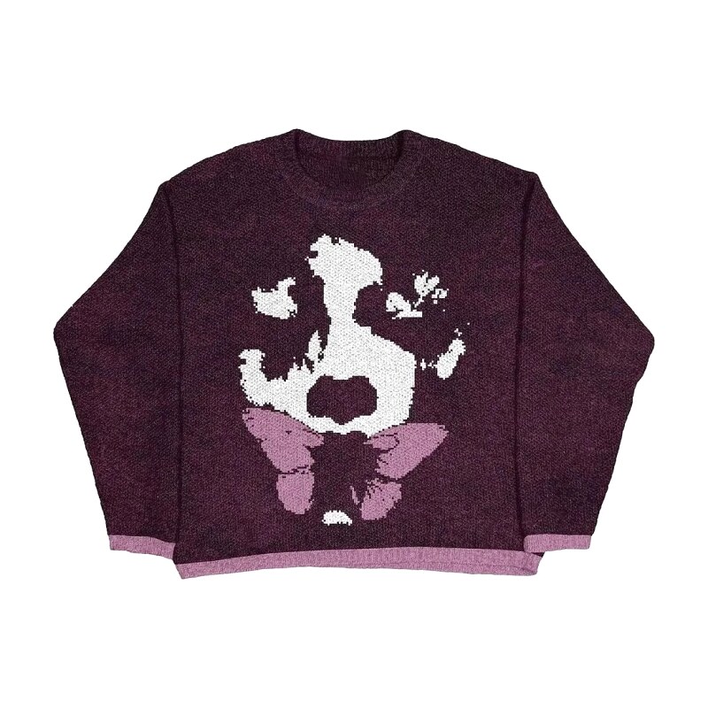 Casual Anime graphic sweater Black Knit Top for Streetwear Looks
