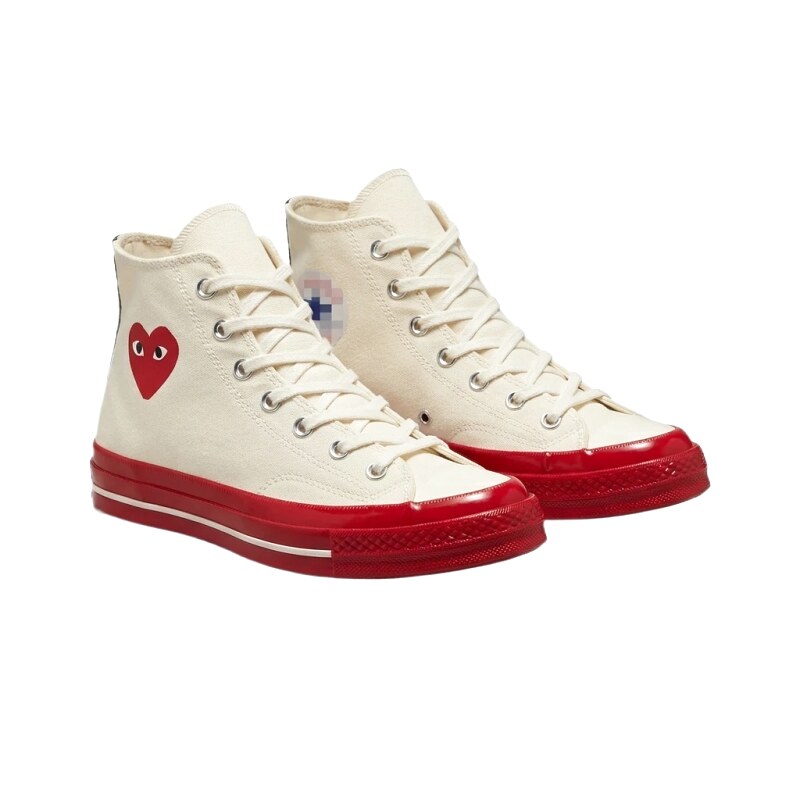 CDG Love High-top Red and White Shoes