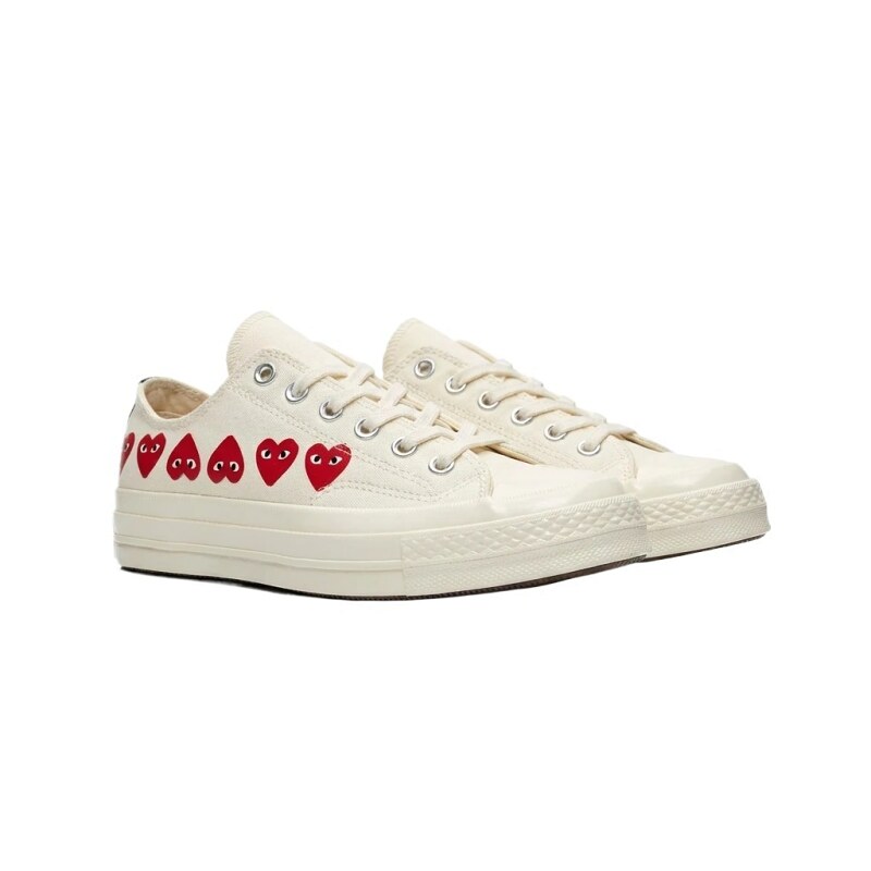 CDG Love Series White Canvas Shoes