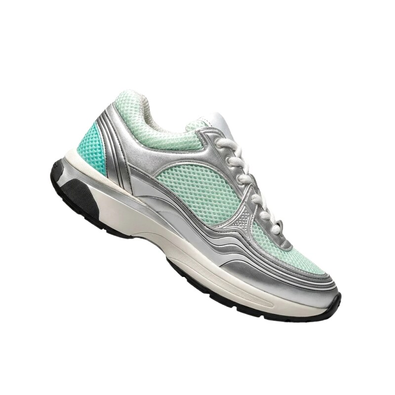 Chanel retro-style mint green sneakers