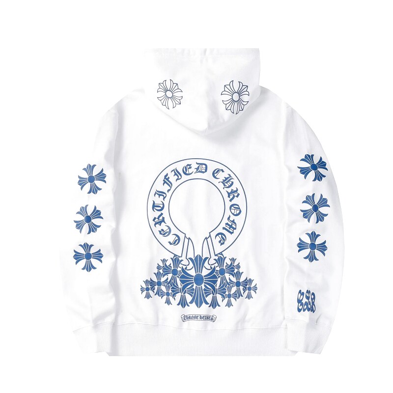 Chrome Hearts 2088-82 White Cross Graphic Hoodie Relaxed Styling