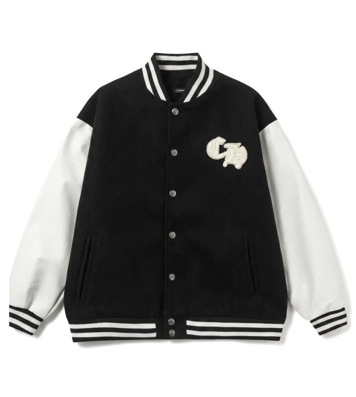 Chrome Hearts baseball jacket with black and white color blocking