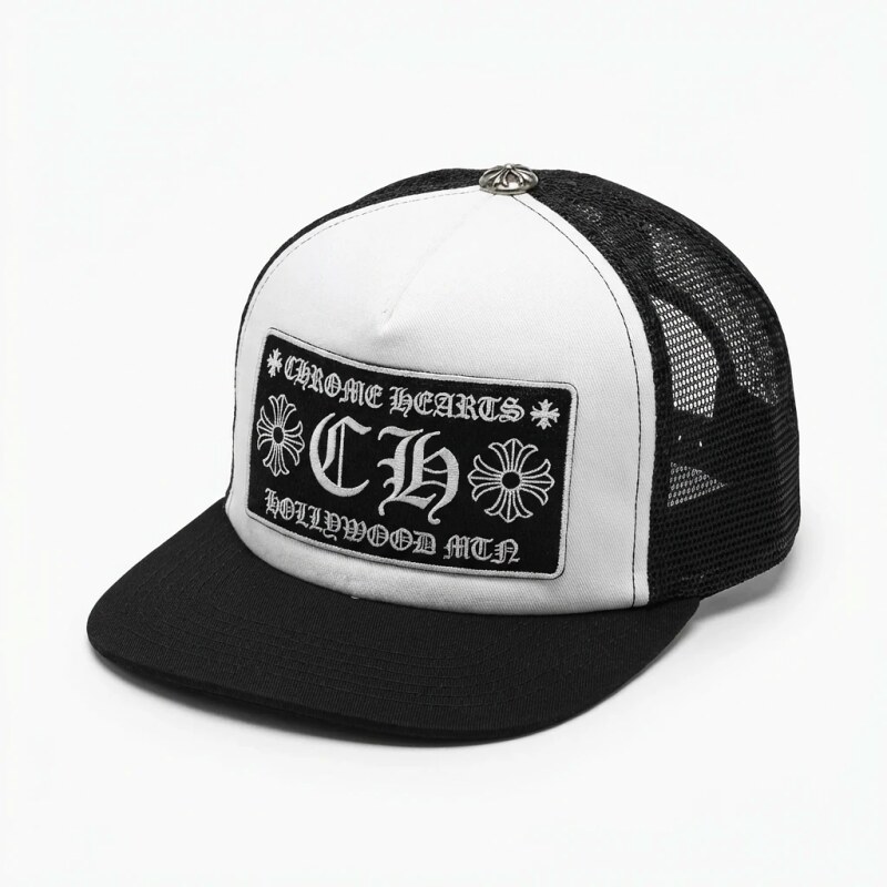 Chrome Hearts Black and White Trendy and Cool Wind Cap