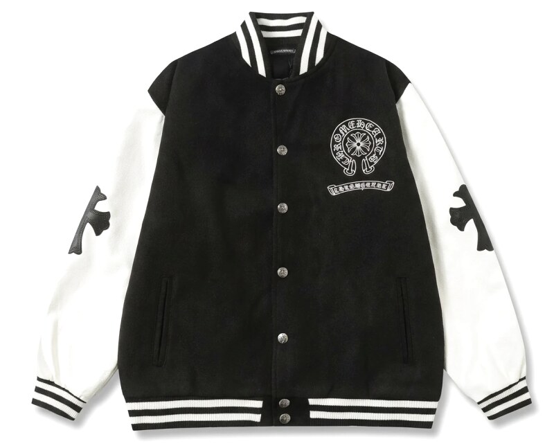 Chrome Hearts Cross Black and White Baseball Jacket