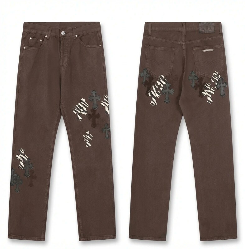 Chrome Hearts Cross Dark Style Brown Pants