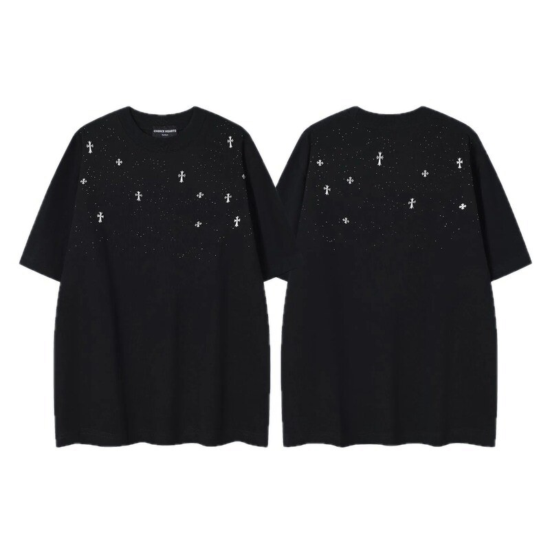 Chrome Hearts Cross Embroidered Street Style Black Short-sleeve T-shirt