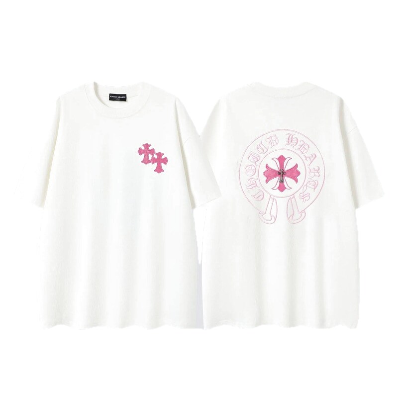Chrome Hearts Cross Embroidered Street Style Off-White T-Shirt