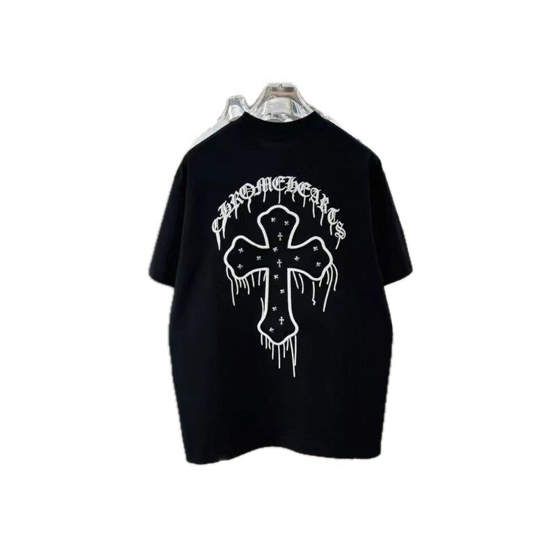 Chrome Hearts Cross Embroidery Street Style Black T-Shirt