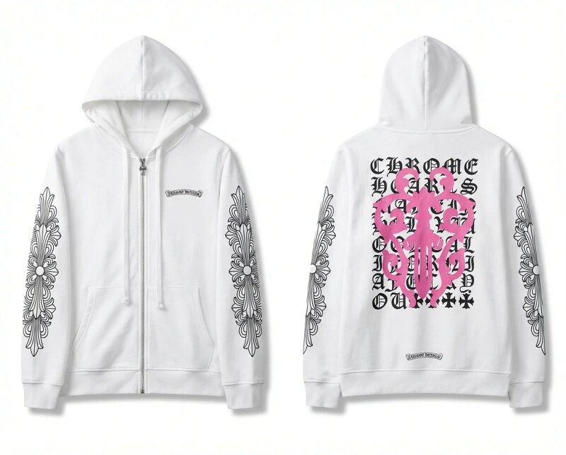 Chrome Hearts Cross Flower Trendy and Cool Style White Sweatshirt