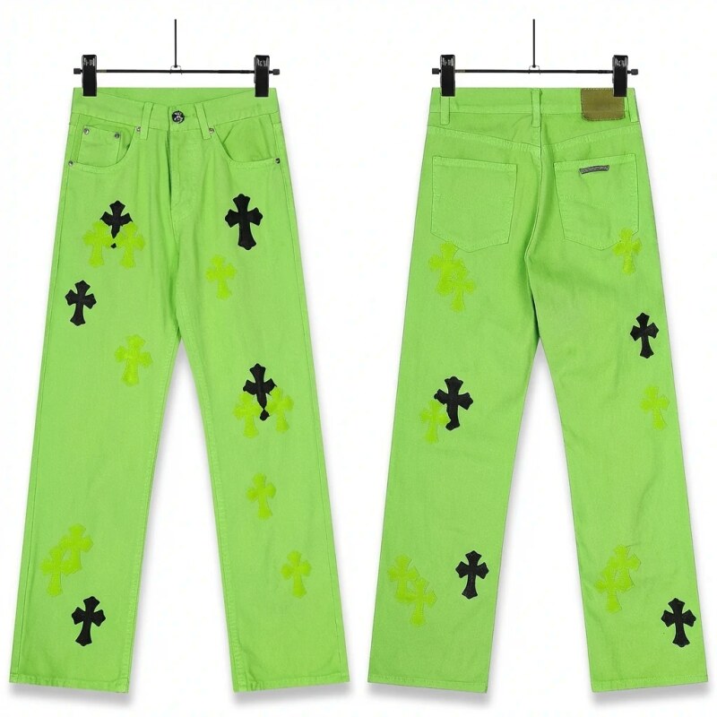 Chrome Hearts Cross Fluorescent Green Jeans