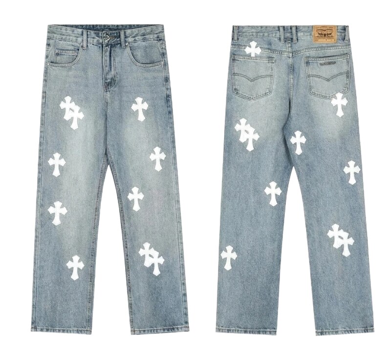 Chrome Hearts Cross Light Blue Jeans