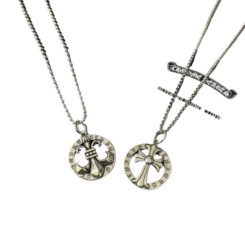 Chrome Hearts Cross Retro Style Silver Necklace