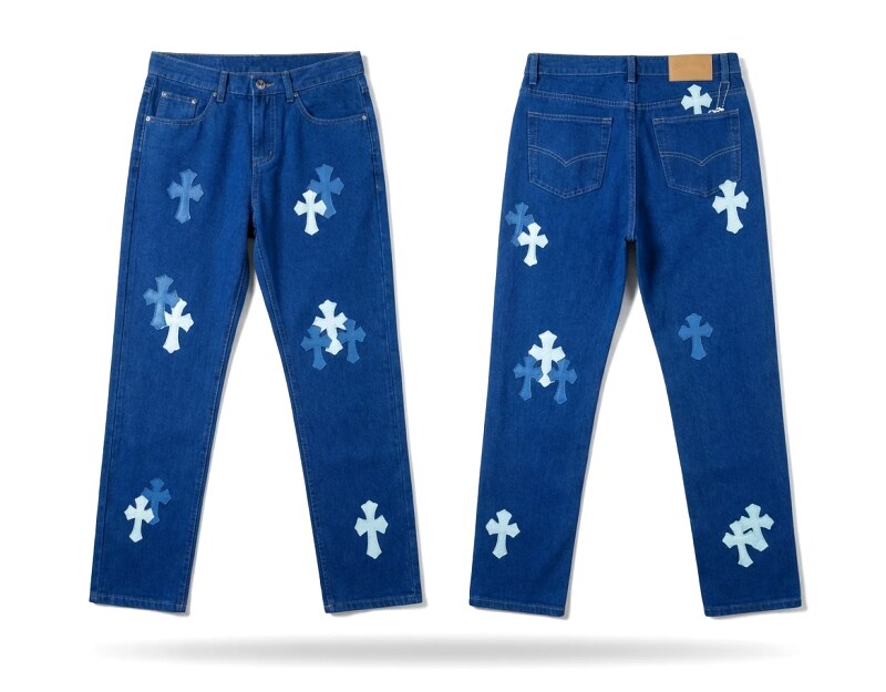 Chrome Hearts Cross Trendy and Cool Blue Pants