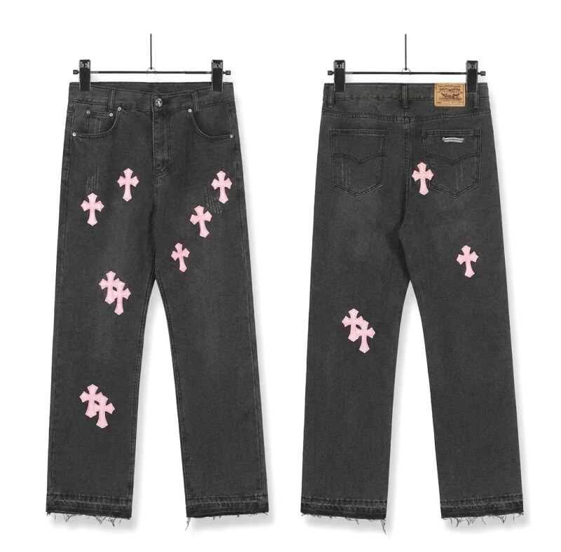 Chrome Hearts Cross Trendy and Cool Style Black Pants
