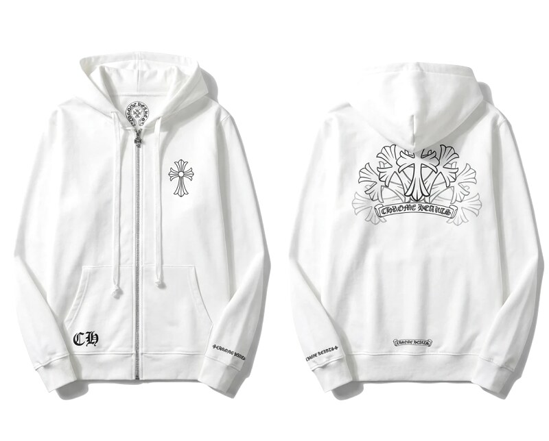 Chrome Hearts Cross Trendy and Cool Style White Sweatshirt