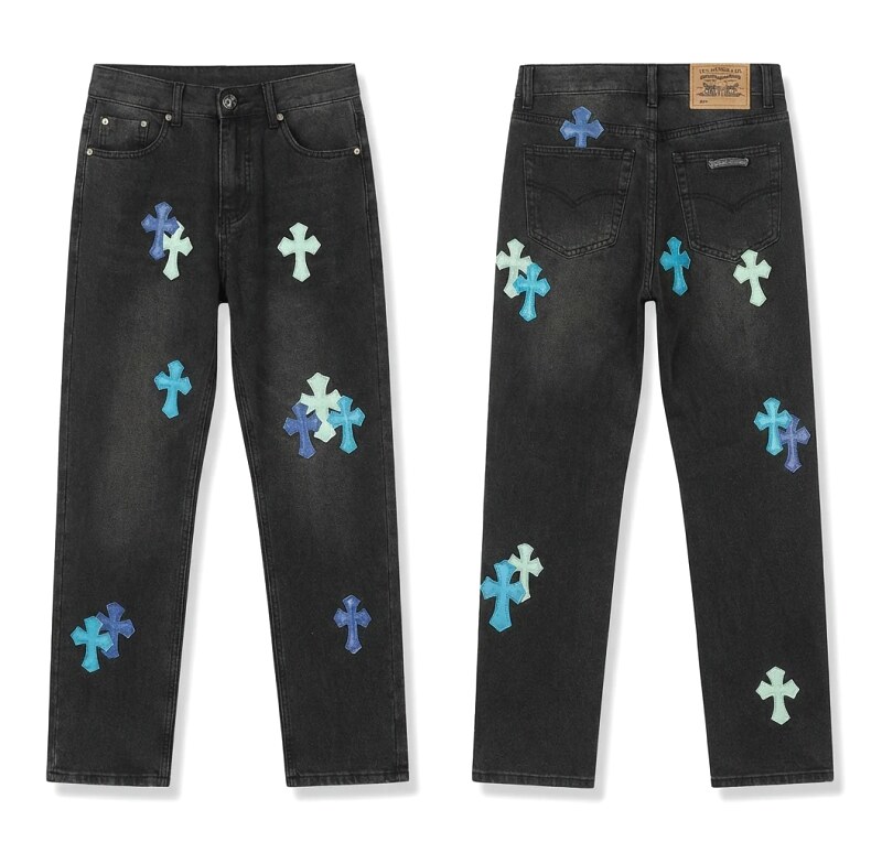 Chrome Hearts Cross Trendy Cool Black Jeans