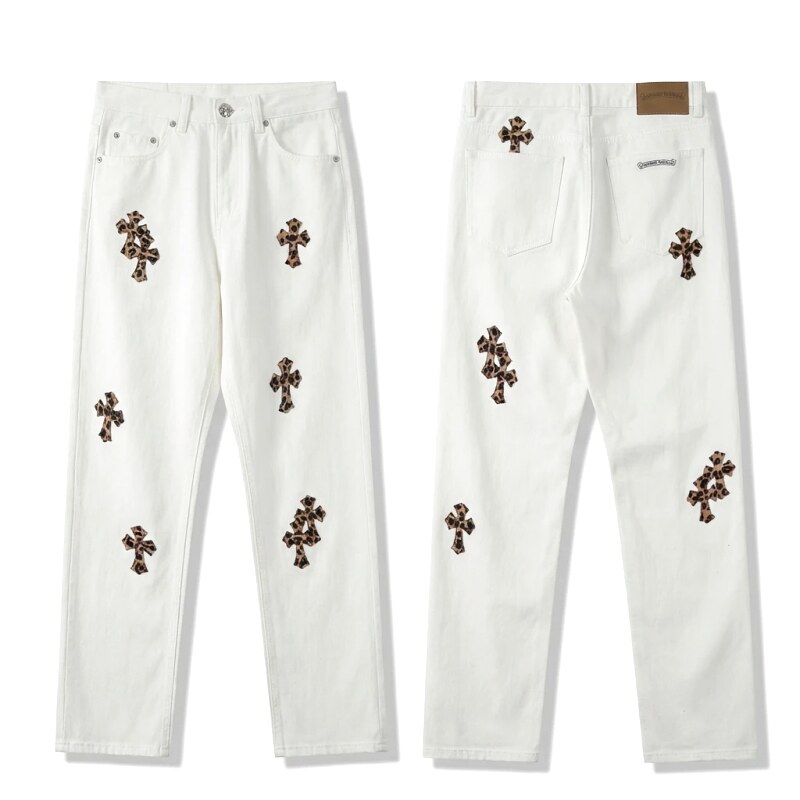 Chrome Hearts Cross Trendy Cool White Jeans