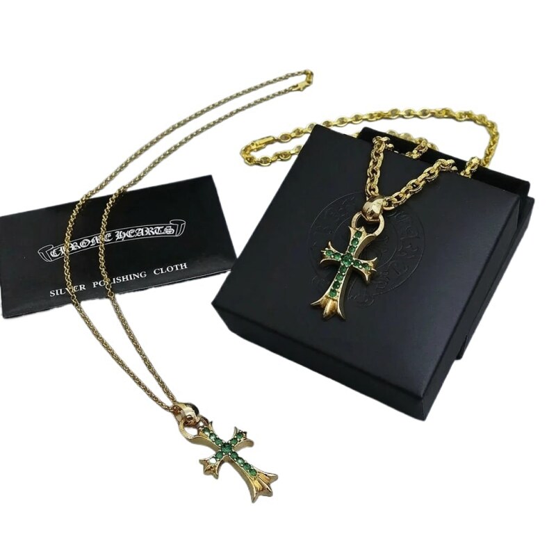 Chrome Hearts Cross Vintage Style Gold Necklace