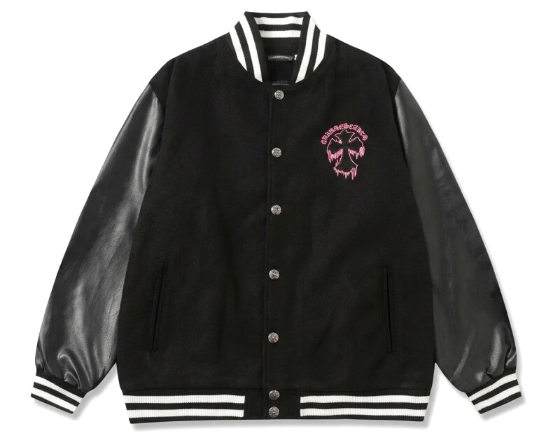 Chrome Hearts embroidered baseball jacket in black