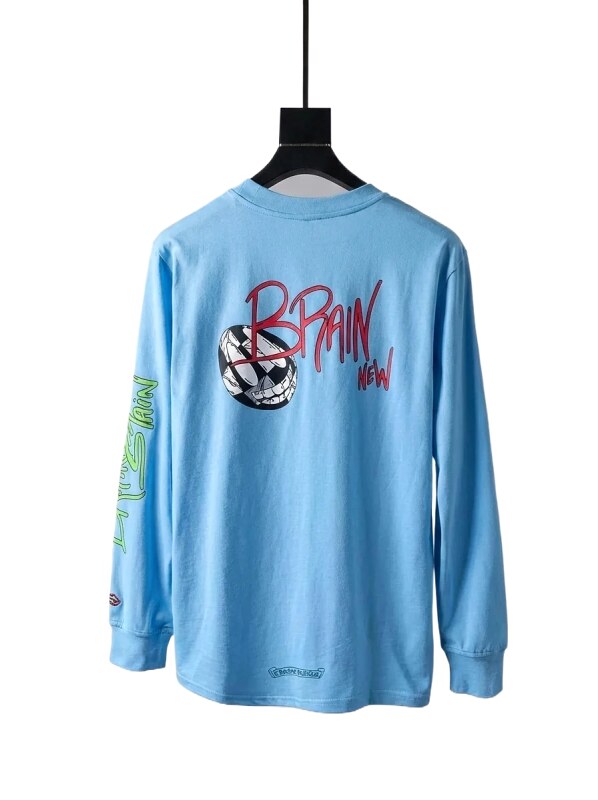 Chrome Hearts Graffiti Style Light Blue Long-sleeved Shirt
