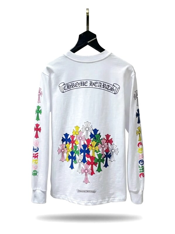 Chrome Hearts Long-sleeved White T-shirt with Colorful Print