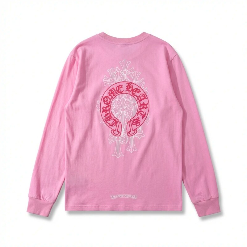 Chrome Hearts Printed Fashionable Pink Long-sleeved Shirt