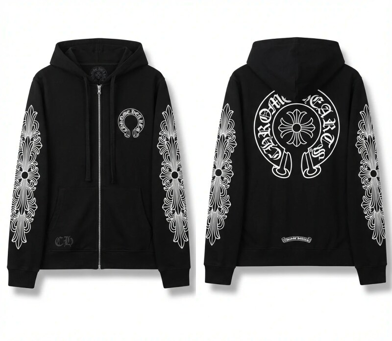 Chrome Hearts retro-style black hoodie