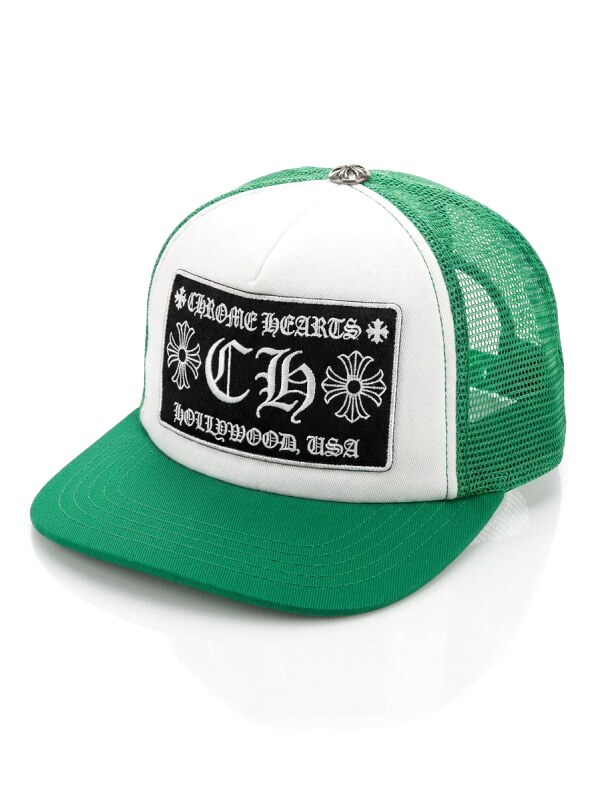 Chrome Hearts Retro Style Green and White Hat
