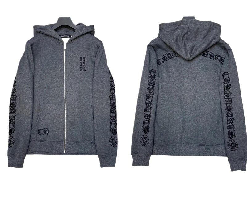 Chrome Hearts retro-style grey hoodie