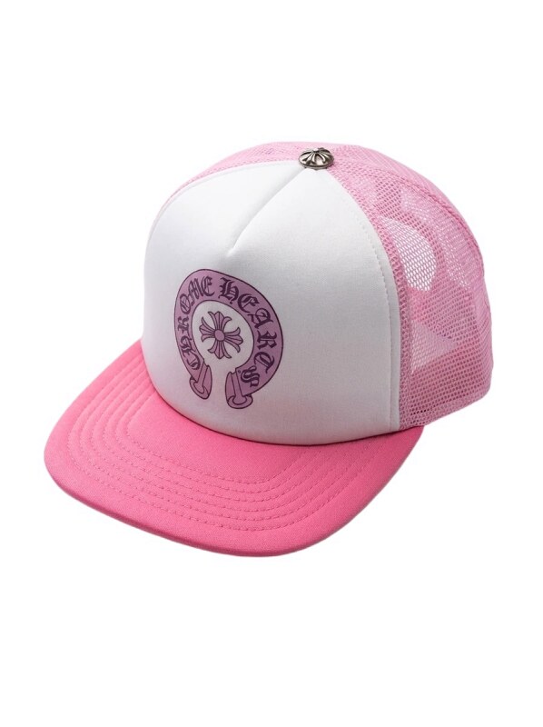 Chrome Hearts Retro Style Pink and White Hat