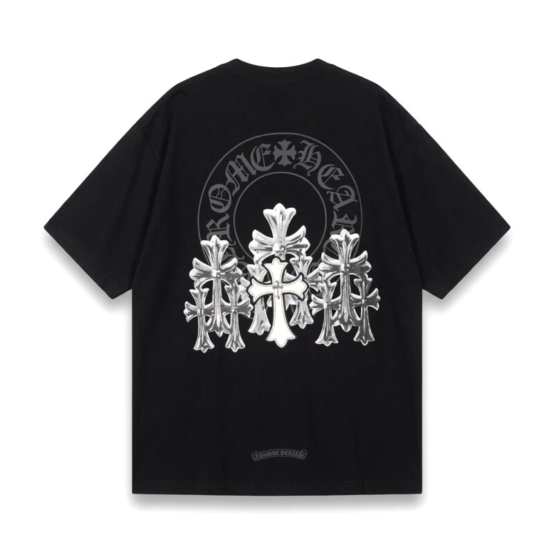 Chrome Hearts Silver Cross Black T - Shirt