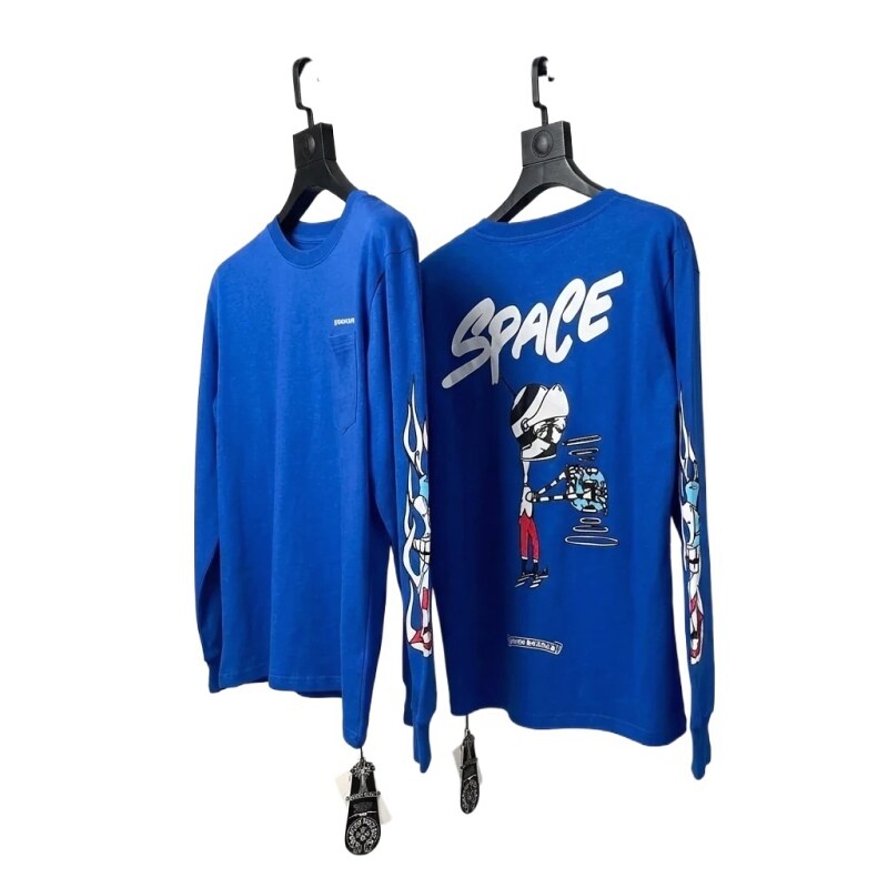Chrome Hearts Space Blue Trendy Long-sleeve Shirt