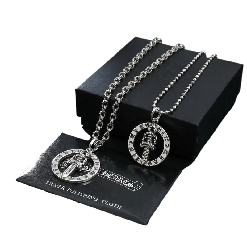 Chrome Hearts Sword-shaped Retro Silver Necklace