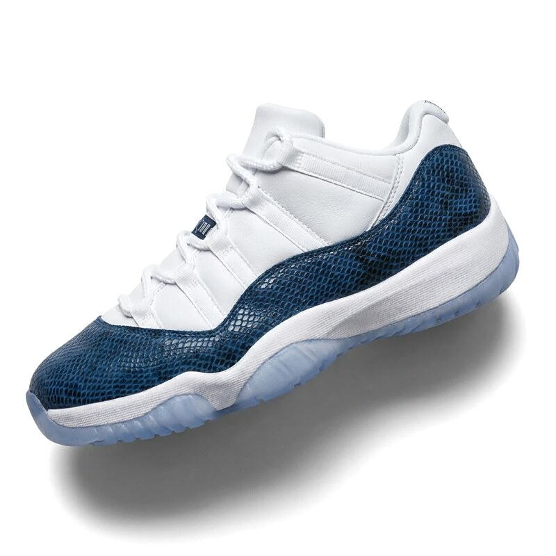 Classic blue and white Air Jordan 11 sneakers.