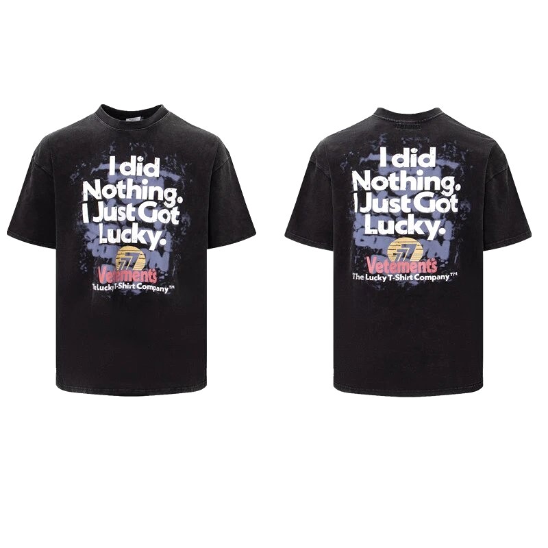 Classic Statement graphic T-shirt Black Colorful Lucky for Daily Styling